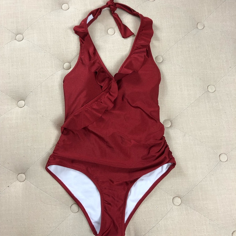 Cupshe red one piece bathing suit